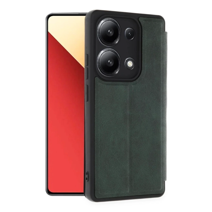 Newface Xiaomi Redmi Note 13 4G Kılıf Flip Cover - Koyu Yeşil