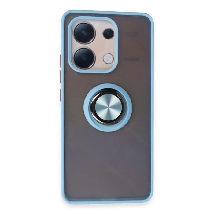 Newface Xiaomi Redmi Note 13 4G Kılıf Montreal Yüzüklü Silikon Kapak - Buz Mavi
