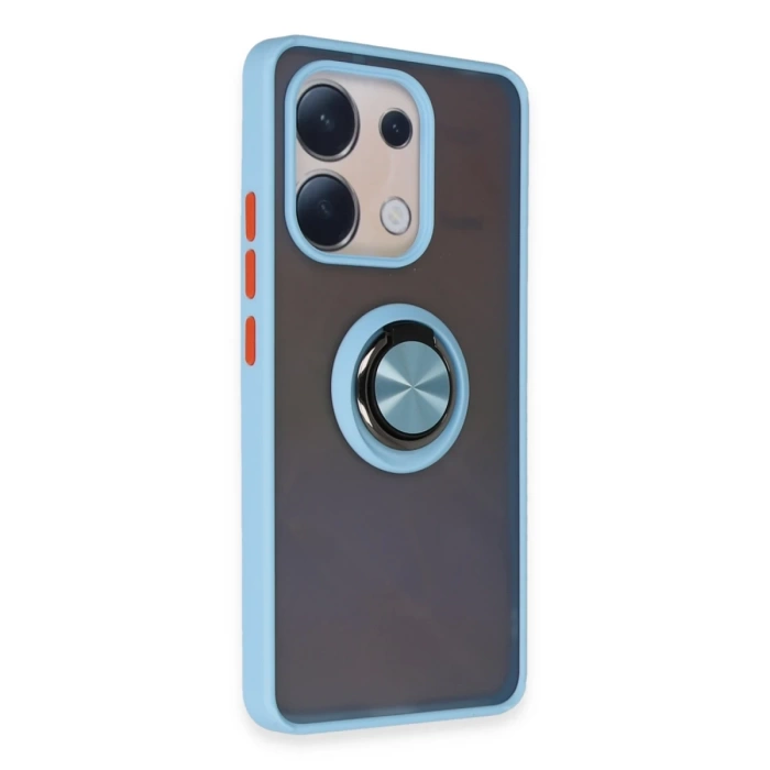 Newface Xiaomi Redmi Note 13 4G Kılıf Montreal Yüzüklü Silikon Kapak - Buz Mavi