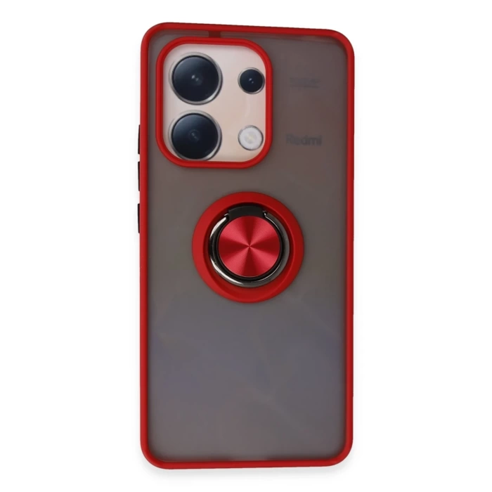 Newface Xiaomi Redmi Note 13 4G Kılıf Montreal Yüzüklü Silikon Kapak - Kırmızı