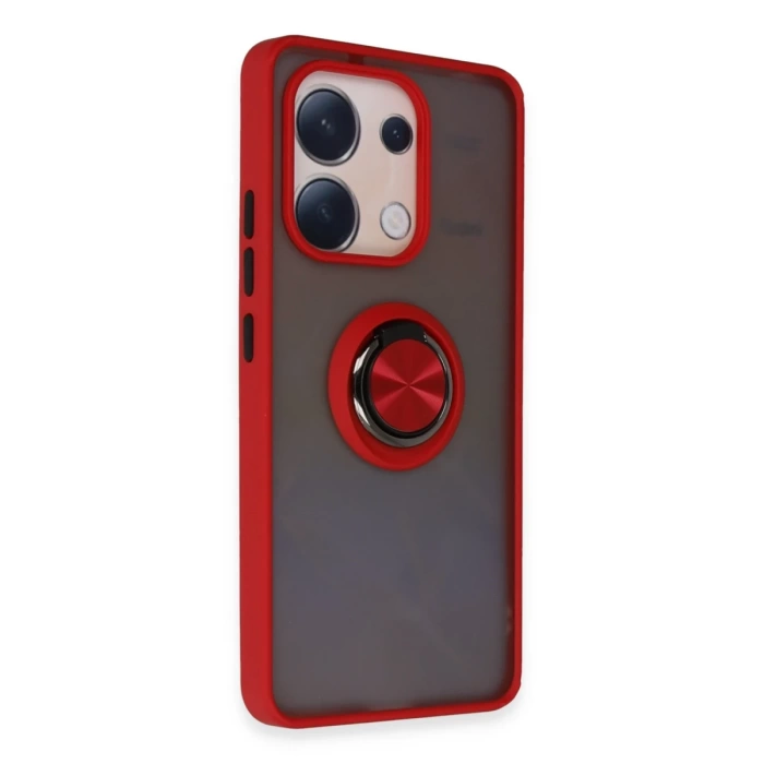 Newface Xiaomi Redmi Note 13 4G Kılıf Montreal Yüzüklü Silikon Kapak - Kırmızı