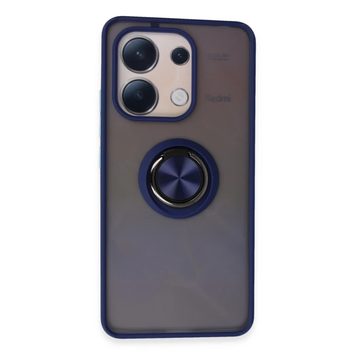 Newface Xiaomi Redmi Note 13 4G Kılıf Montreal Yüzüklü Silikon Kapak - Lacivert