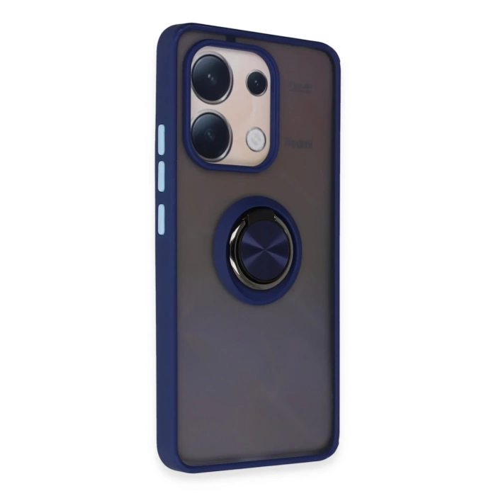 Newface Xiaomi Redmi Note 13 4G Kılıf Montreal Yüzüklü Silikon Kapak - Lacivert