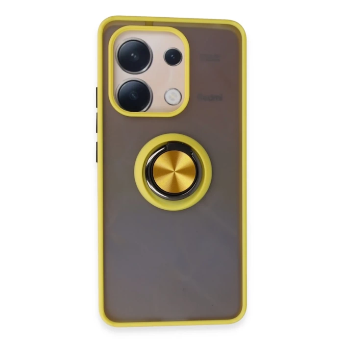 Newface Xiaomi Redmi Note 13 4G Kılıf Montreal Yüzüklü Silikon Kapak - Sarı