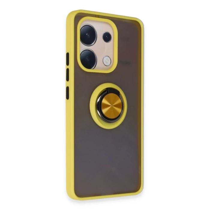 Newface Xiaomi Redmi Note 13 4G Kılıf Montreal Yüzüklü Silikon Kapak - Sarı