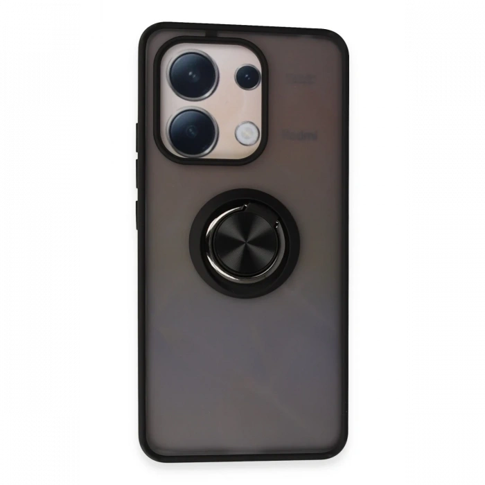 Newface Xiaomi Redmi Note 13 4G Kılıf Montreal Yüzüklü Silikon Kapak - Siyah