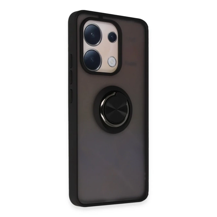 Newface Xiaomi Redmi Note 13 4G Kılıf Montreal Yüzüklü Silikon Kapak - Siyah