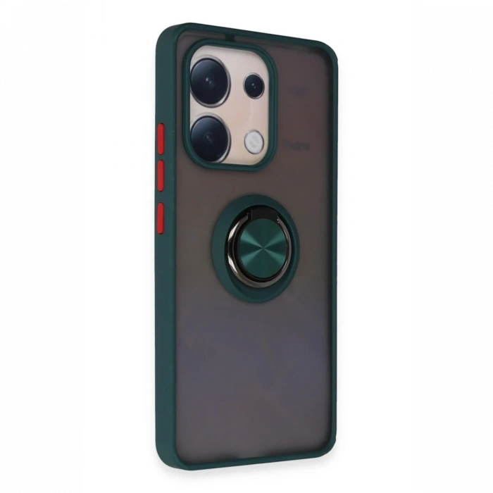 Newface Xiaomi Redmi Note 13 4G Kılıf Montreal Yüzüklü Silikon Kapak - Yeşil