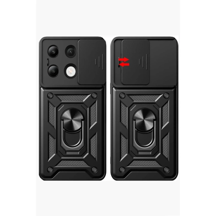 Newface Xiaomi Redmi Note 13 4G Kılıf Pars Lens Yüzüklü Silikon