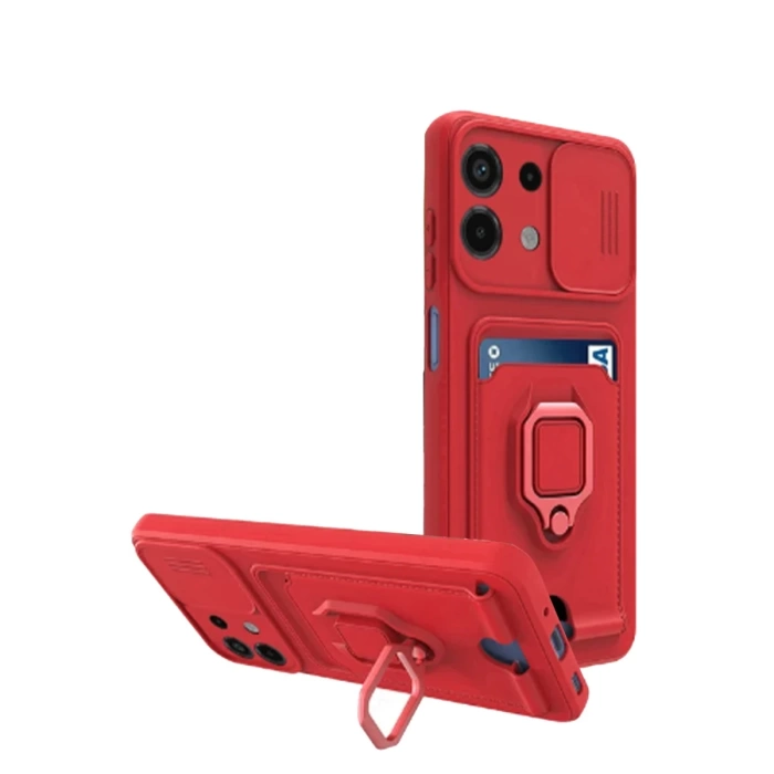 Newface Xiaomi Redmi Note 13 4G Kılıf Zuma Kartvizitli Yüzüklü Silikon