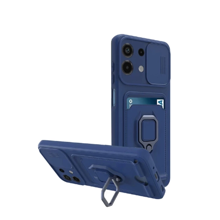 Newface Xiaomi Redmi Note 13 4G Kılıf Zuma Kartvizitli Yüzüklü Silikon