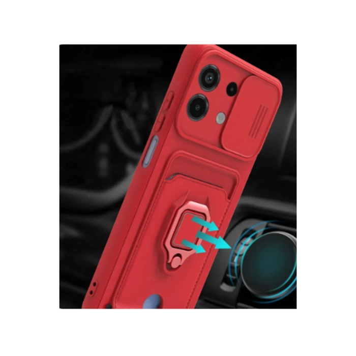 Newface Xiaomi Redmi Note 13 4G Kılıf Zuma Kartvizitli Yüzüklü Silikon