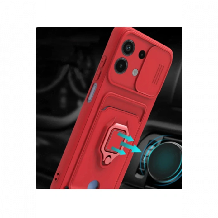 Newface Xiaomi Redmi Note 13 4G Kılıf Zuma Kartvizitli Yüzüklü Silikon