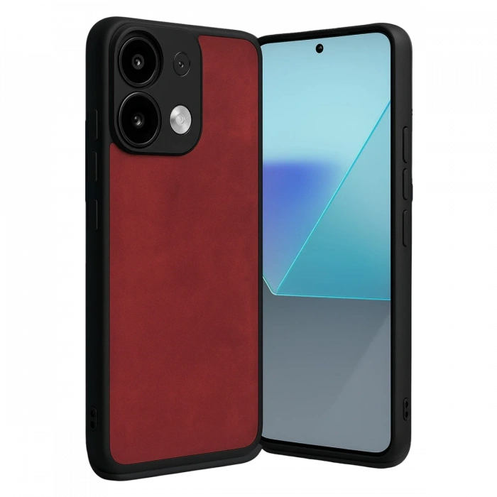 Newface Xiaomi Redmi Note 13 Pro 4G Kılıf Aras Deri Kapak - Kırmızı