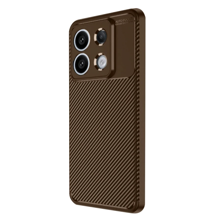 Newface Xiaomi Redmi Note 13 Pro 4G Kılıf Auto Focus Karbon Kapak - Kahverengi