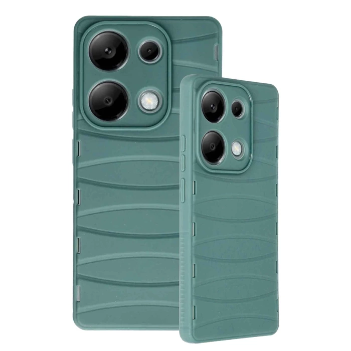 Newface Xiaomi Redmi Note 13 Pro 4G Kılıf Bibercas Silikon Kapak - Koyu Yeşil