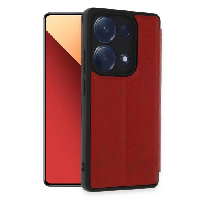 Newface Xiaomi Redmi Note 13 Pro 4G Kılıf Flip Cover - Kırmızı