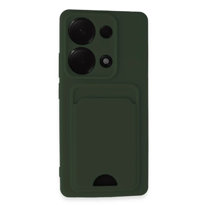 Newface Xiaomi Redmi Note 13 Pro 4G Kılıf Kelvin Kartvizitli Silikon - Koyu Yeşil
