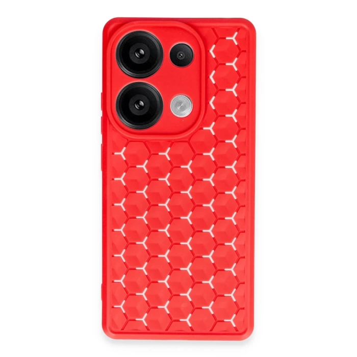 Newface Xiaomi Redmi Note 13 Pro 4G Kılıf Petek Silikon Kapak - Kırmızı