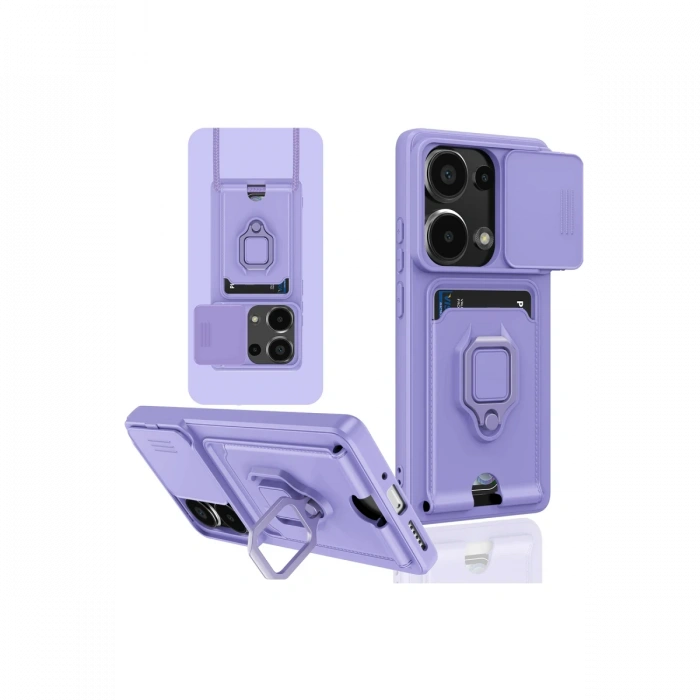 Xiaomi Redmi Note 13 Pro 4G Kılıf Zuma Kartvizitli Yüzüklü Silikon