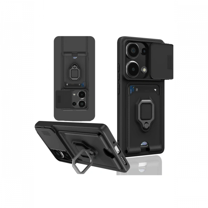 Xiaomi Redmi Note 13 Pro 4G Kılıf Zuma Kartvizitli Yüzüklü Silikon