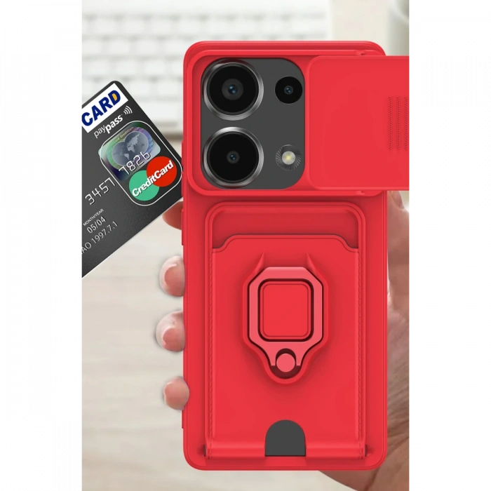 Xiaomi Redmi Note 13 Pro 4G Kılıf Zuma Kartvizitli Yüzüklü Silikon