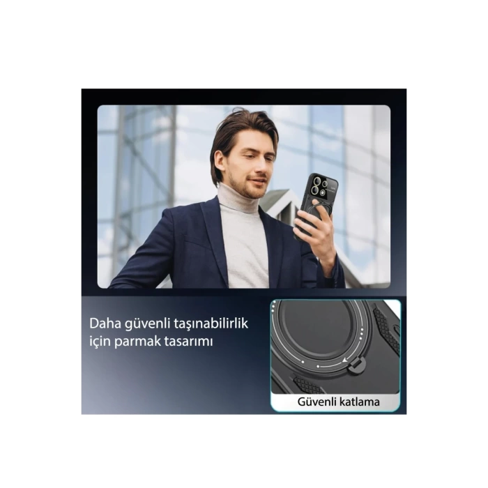 Newface Xiaomi Redmi Note 13 Pro 5G Kılıf Joy Lens Standlı Kapak - Lacivert