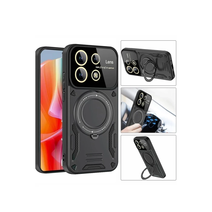 Newface Xiaomi Redmi Note 13 Pro 5G Kılıf Joy Lens Standlı Kapak - Mor