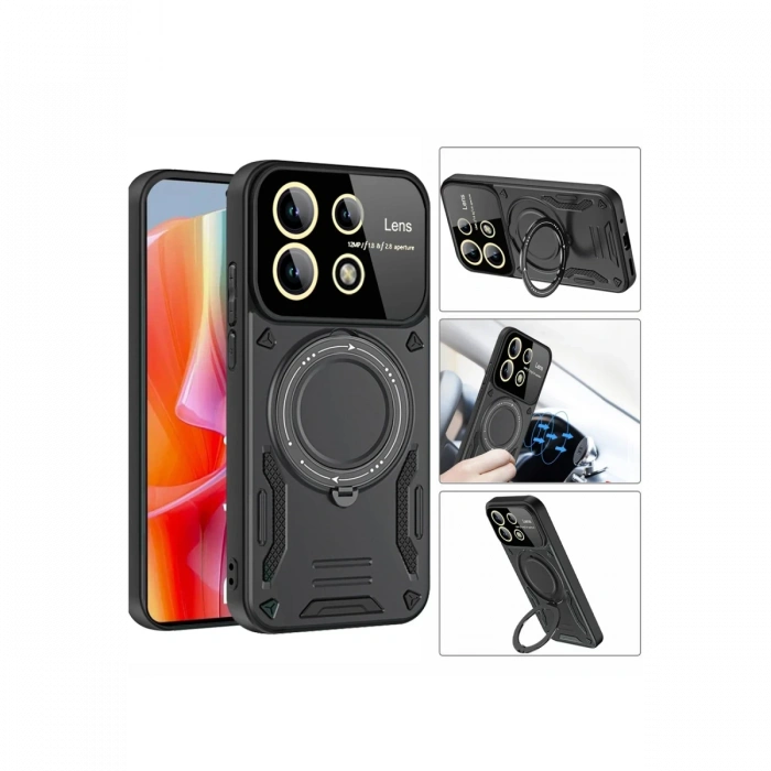 Newface Xiaomi Redmi Note 13 Pro 5G Kılıf Joy Lens Standlı Kapak - Siyah
