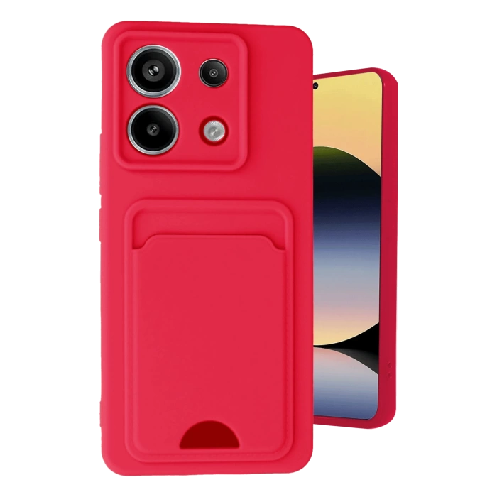 Newface Xiaomi Redmi Note 13 Pro 5G Kılıf Kelvin Kartvizitli Silikon - Kırmızı