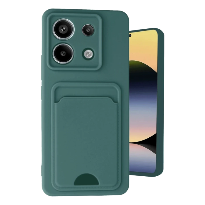 Newface Xiaomi Redmi Note 13 Pro 5G Kılıf Kelvin Kartvizitli Silikon - Koyu Yeşil
