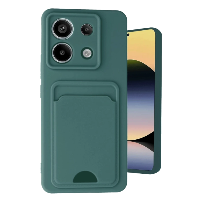 Newface Xiaomi Redmi Note 13 Pro 5G Kılıf Kelvin Kartvizitli Silikon - Koyu Yeşil