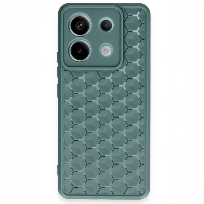 Newface Xiaomi Redmi Note 13 Pro 5G Kılıf Petek Silikon Kapak - Koyu Yeşil