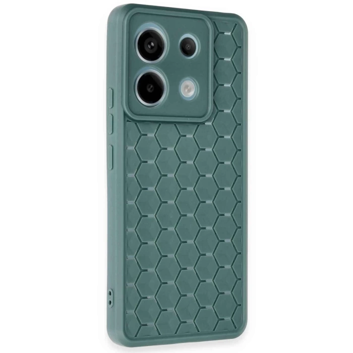 Newface Xiaomi Redmi Note 13 Pro 5G Kılıf Petek Silikon Kapak - Koyu Yeşil