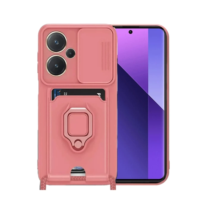 Newface Xiaomi Redmi Note 13 Pro Plus Kılıf Zuma Kartvizitli Yüzüklü Silikon
