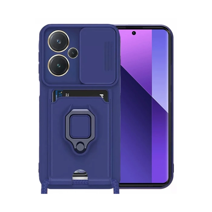 Newface Xiaomi Redmi Note 13 Pro Plus Kılıf Zuma Kartvizitli Yüzüklü Silikon