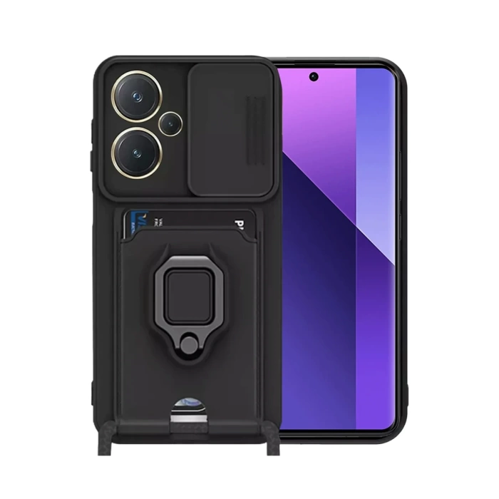 Newface Xiaomi Redmi Note 13 Pro Plus Kılıf Zuma Kartvizitli Yüzüklü Silikon