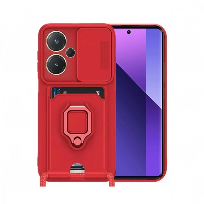 Newface Xiaomi Redmi Note 13 Pro Plus Kılıf Zuma Kartvizitli Yüzüklü Silikon