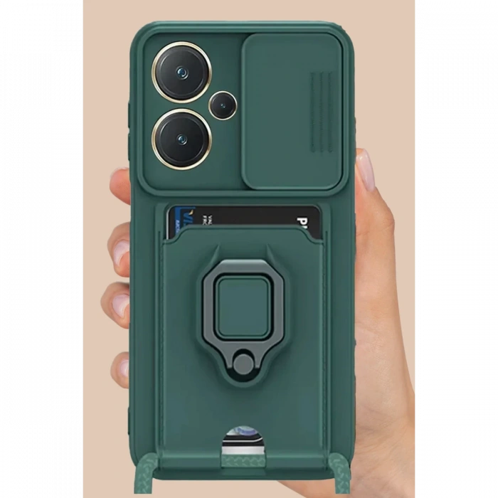 Newface Xiaomi Redmi Note 13 Pro Plus Kılıf Zuma Kartvizitli Yüzüklü Silikon