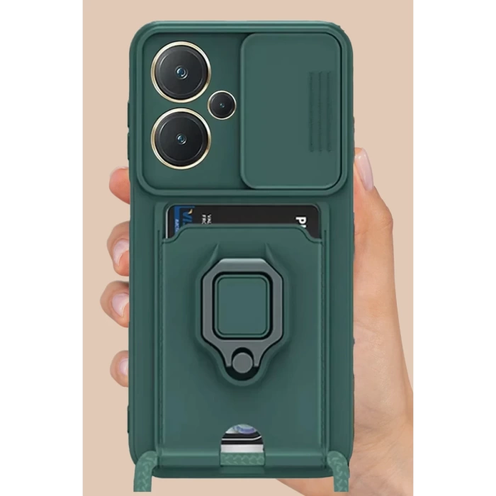 Newface Xiaomi Redmi Note 13 Pro Plus Kılıf Zuma Kartvizitli Yüzüklü Silikon