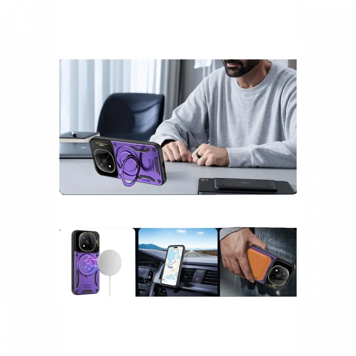 Xiaomi Redmi Note 14 4G Kılıf Joy Lens Standlı Kapak