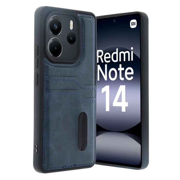 Newface Xiaomi Redmi Note 14 4G Kılıf Sara Kartvizitli Deri Kılıf