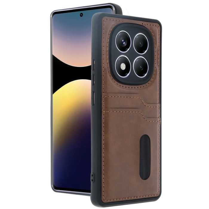 Newface Xiaomi Redmi Note 14 Pro 4G Kılıf Sara Kartvizitli Deri Kılıf