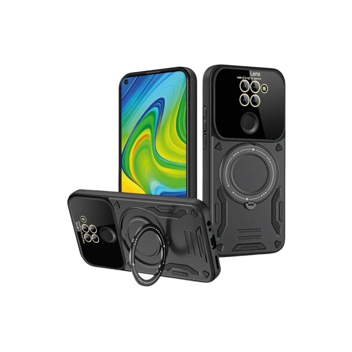 Newface Xiaomi Redmi Note 9 Joy Lens Standlı Kapak - Siyah