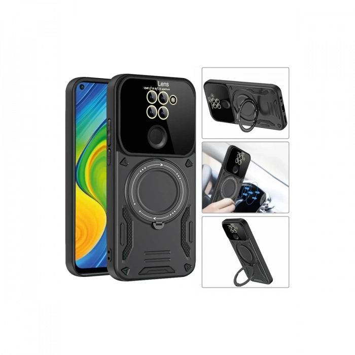 Newface Xiaomi Redmi Note 9 Joy Lens Standlı Kapak - Siyah