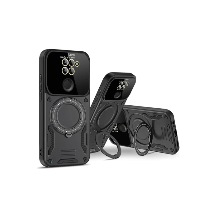 Newface Xiaomi Redmi Note 9 Joy Lens Standlı Kapak - Siyah