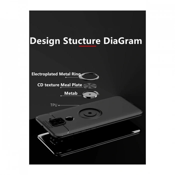 Newface Xiaomi Redmi Note 9 Kılıf Range Yüzüklü Silikon
