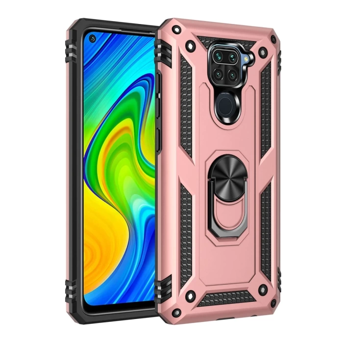 Newface Xiaomi Redmi Note 9 Kılıf Sofya Yüzüklü Silikon Kapak