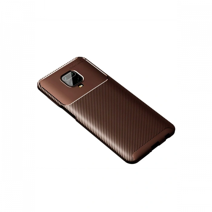 Newface Xiaomi Redmi Note 9 Pro Kılıf Auto Focus Karbon Kapak - Kahverengi