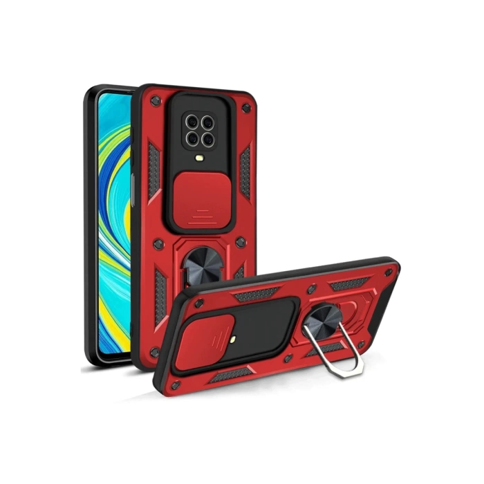 Newface Xiaomi Redmi Note 9 Pro Kılıf Pars Lens Yüzüklü Silikon